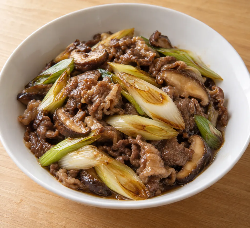 牛こま肉とねぎの甘辛炒めの完成イメージ