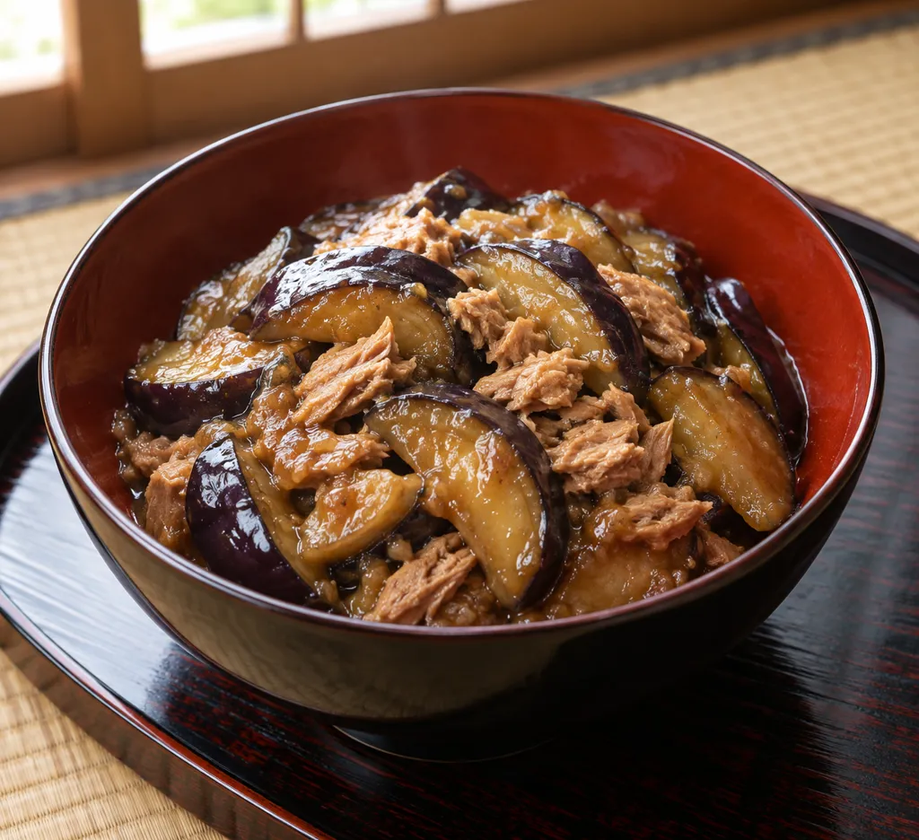 なすとツナの甘味噌炒めの完成イメージ