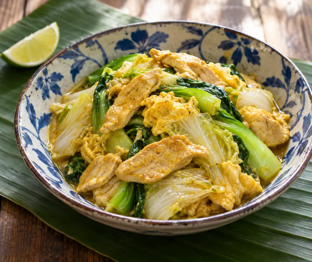 鶏むね肉と白菜のタイ風カレー炒めの完成イメージ
