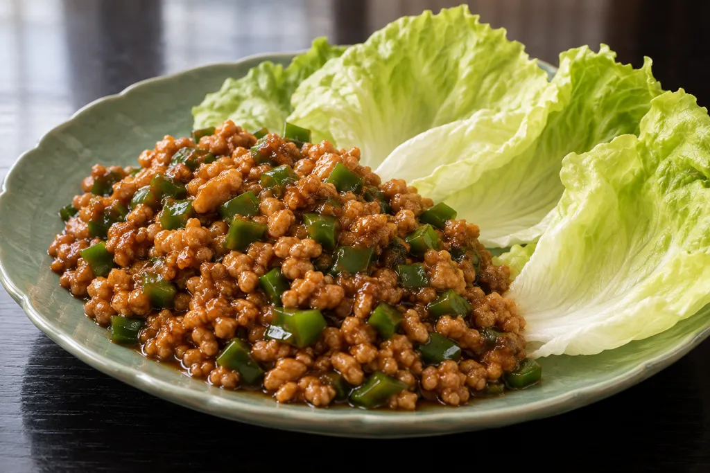 鶏ひき肉とピーマンの中華レタス包みの完成イメージ