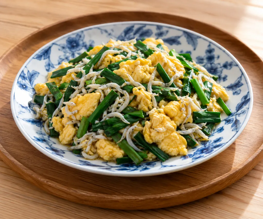 しらすのにら玉炒めの完成イメージ