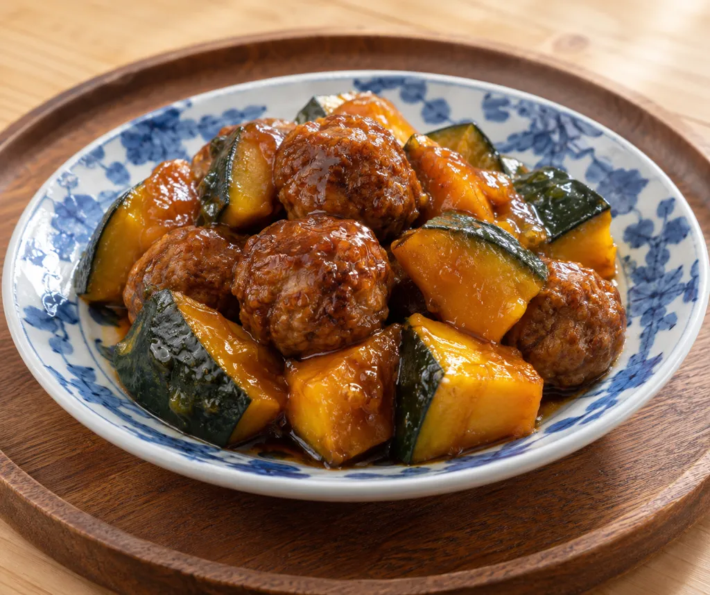 合いびき肉とかぼちゃの甘酢肉団子の完成イメージ
