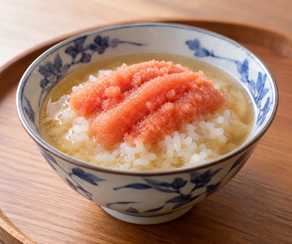 明太子のだし茶漬けの完成イメージ