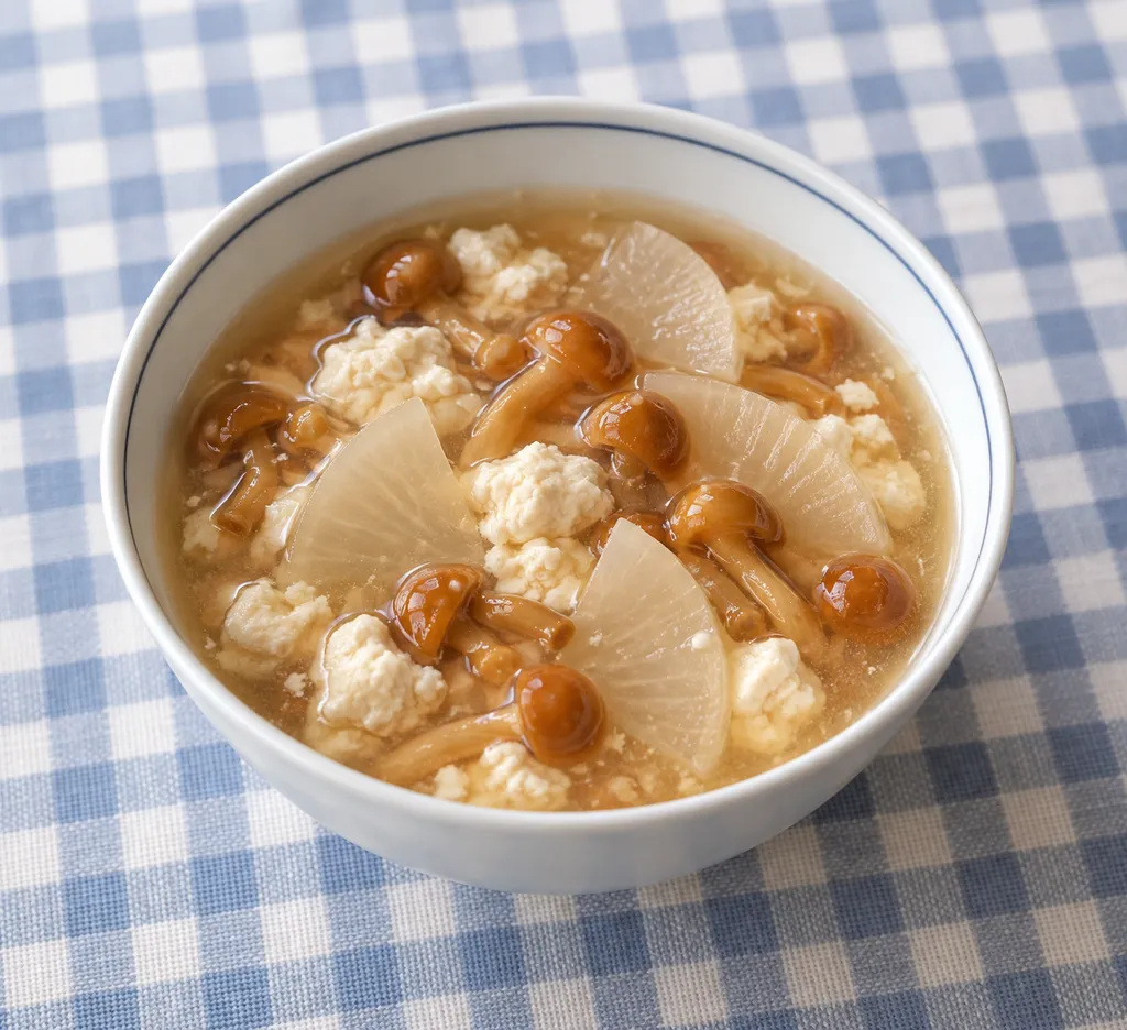 豆腐と大根のなめこけんちん汁の完成イメージ