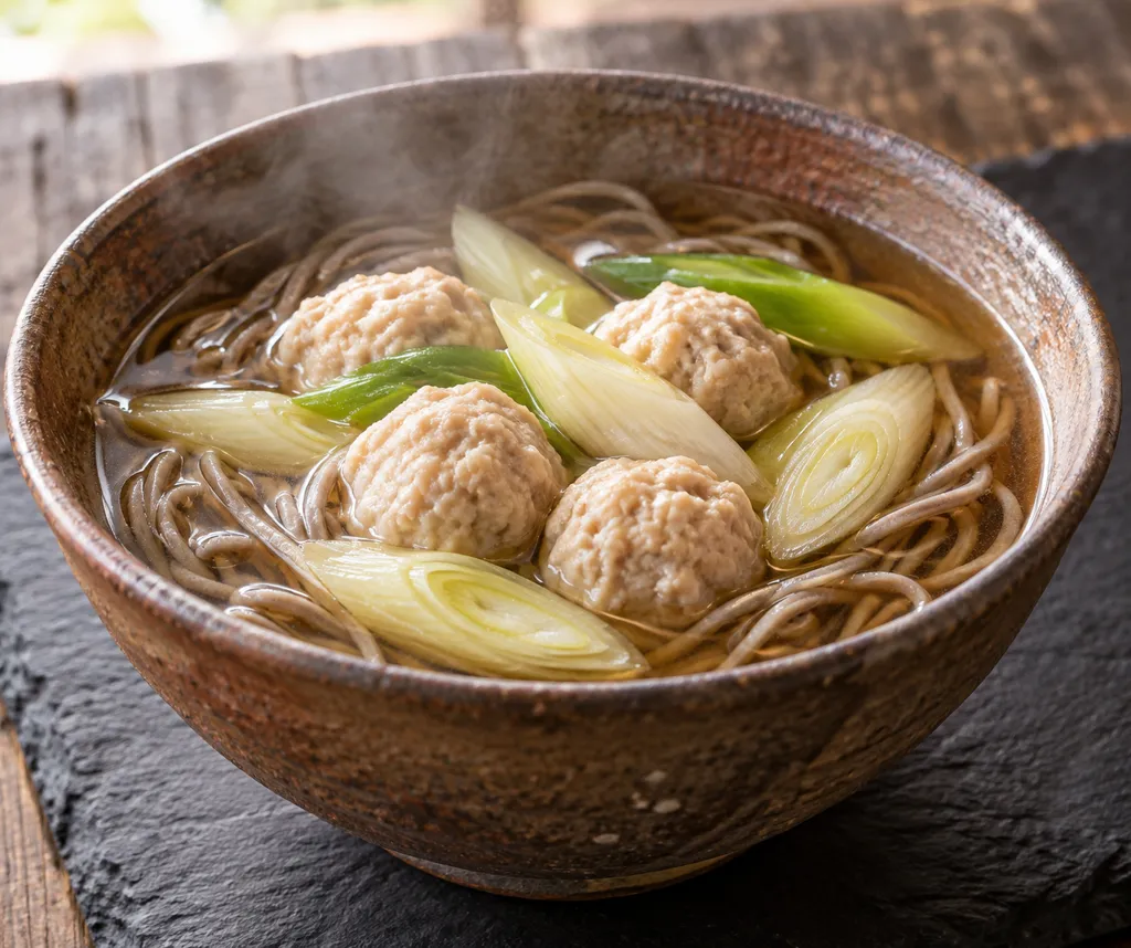 鶏団子とねぎの肉そばの完成イメージ