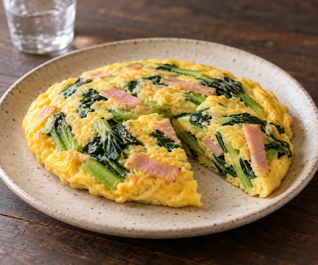 ハムと小松菜のレンジオムレツの完成イメージ