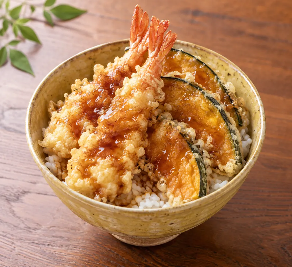 えびとかぼちゃの天丼の完成イメージ