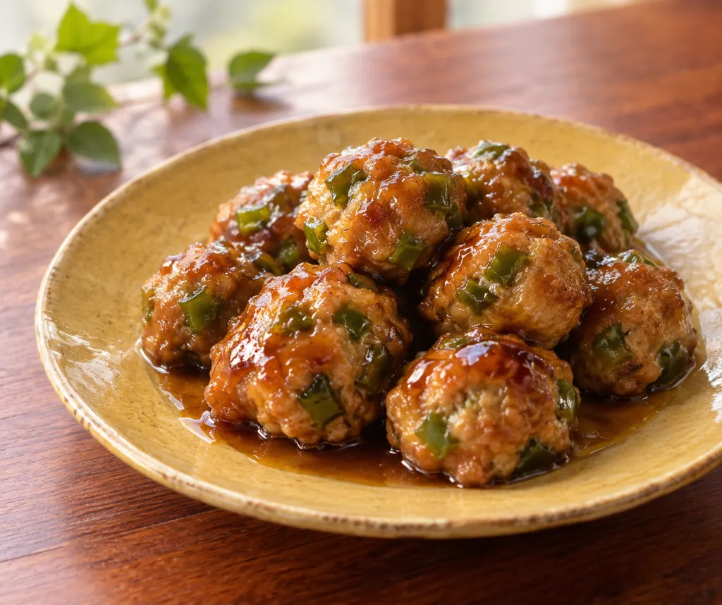 鶏肉団子とピーマンの甘酢あんかけの完成イメージ