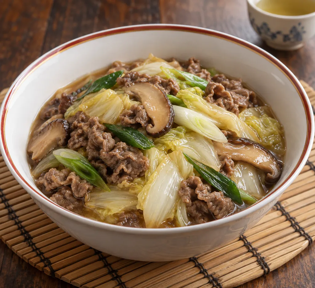 牛薄切り肉と白菜の八宝菜の完成イメージ