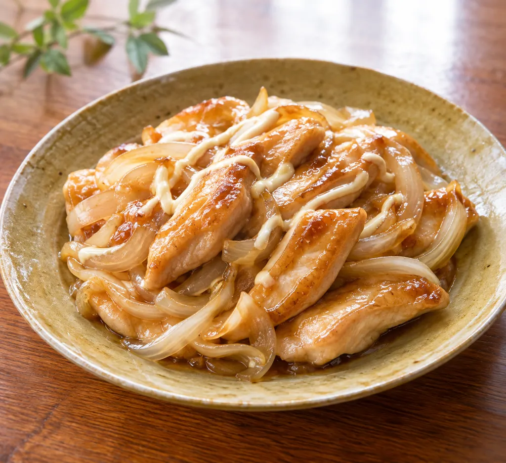 時短鶏むね肉と玉ねぎの南蛮風甘酢焼きの完成イメージ