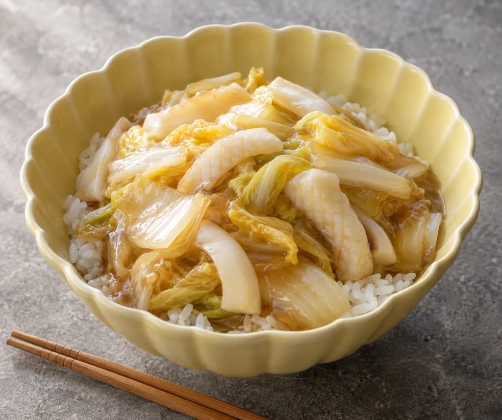 いかと白菜の中華かけごはんの完成イメージ