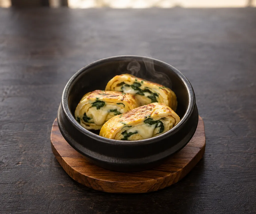 ほうれん草のチーズ入り卵焼きの完成イメージ