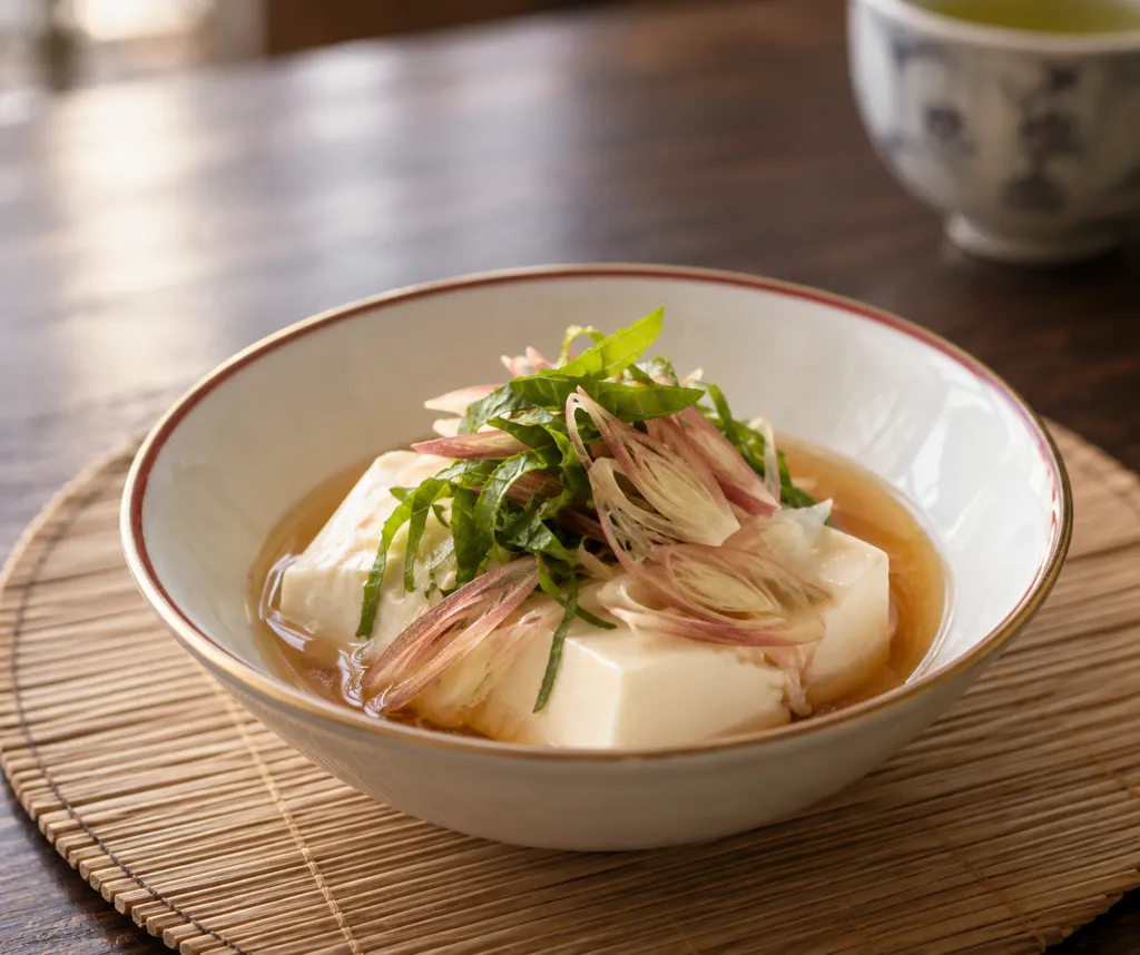 豆腐とみょうがの中華だれがけの完成イメージ