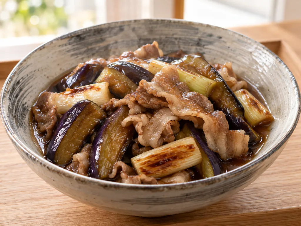 豚バラ肉となすのすき煮の完成イメージ