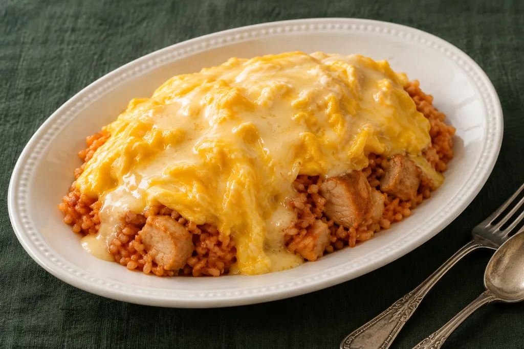 時短鶏もも肉と卵のバターソースオムライスの完成イメージ