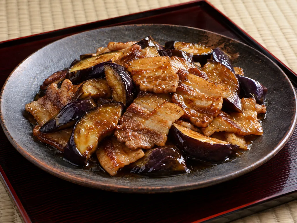 豚バラ肉となすの照り焼きの完成イメージ