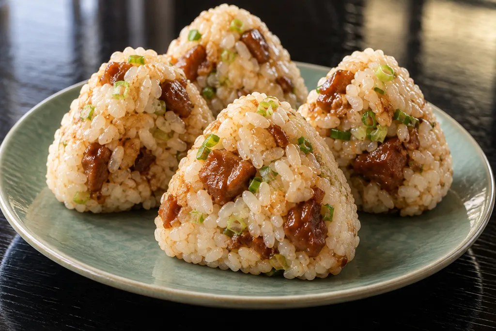 焼き鳥とねぎの中華おにぎりの完成イメージ