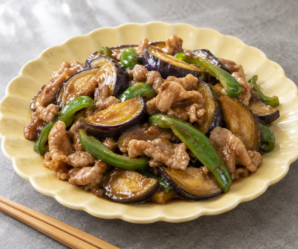豚肉となすのオイスター炒めの完成イメージ