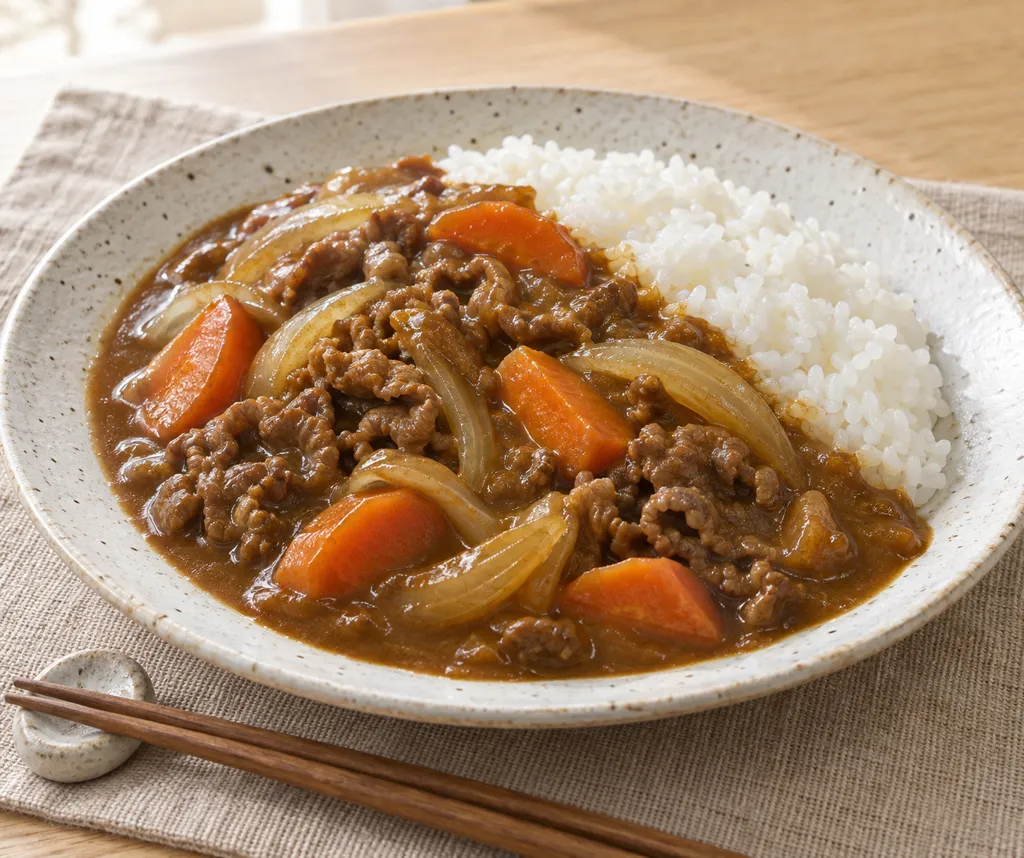 牛こま肉とにんじんの和風カレーの完成イメージ