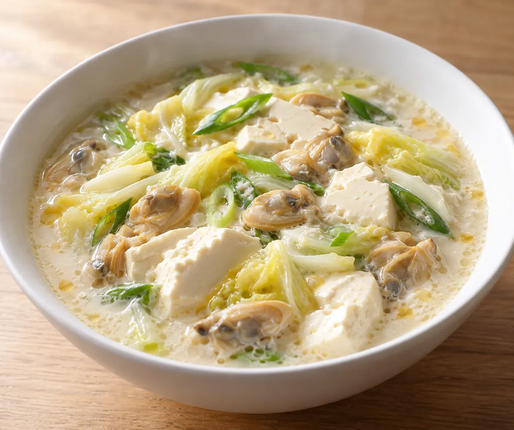 豆腐とつみれの中華豆乳風鍋の完成イメージ