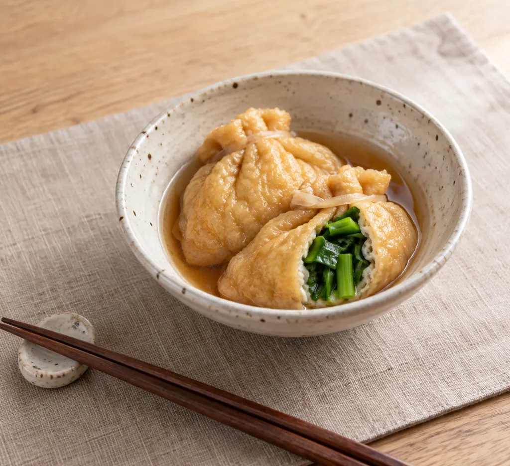 油揚げとニラの袋煮の完成イメージ