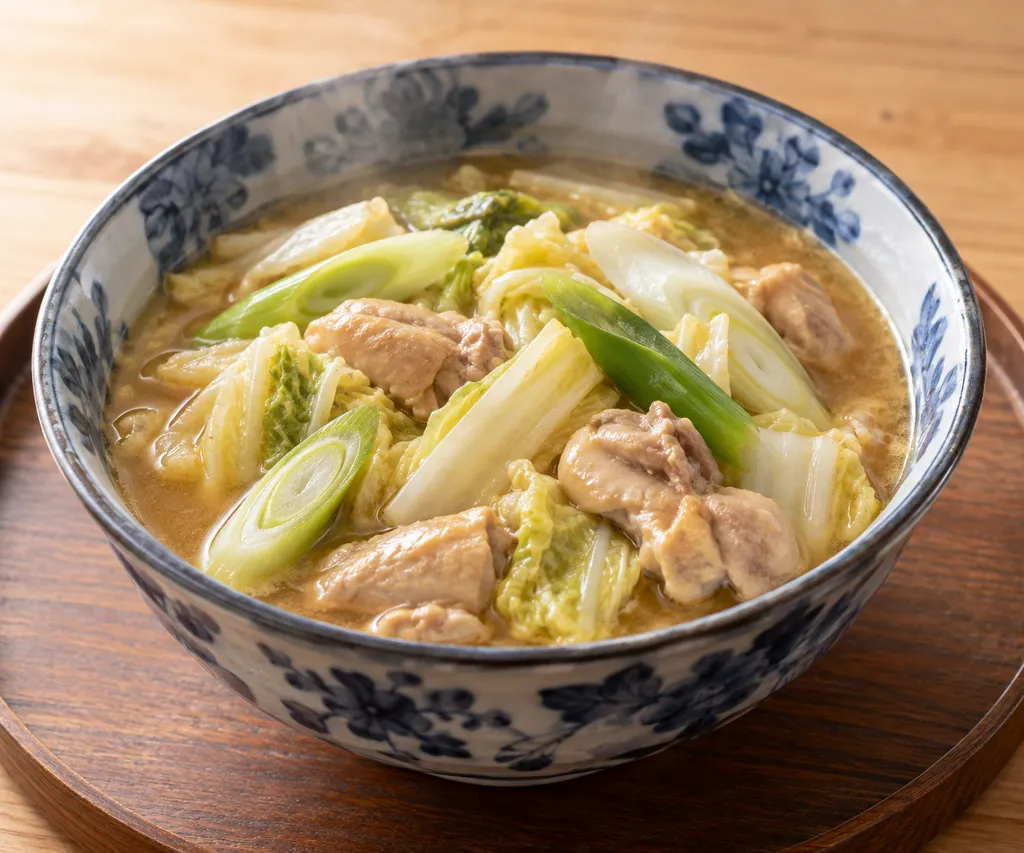 時短鶏もも肉とねぎの味噌鍋の完成イメージ